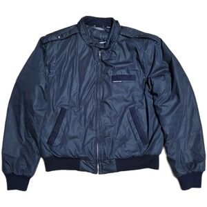 VTG Members Only Bomber Jacket Men's  Size 40 Navy Blue Nylon Zip Front Collared